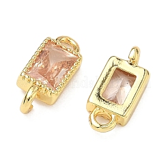 Прямоугольные подвески-коннекторы из латуни с инкрустацией кубическим цирконием&nbsp;KK-P348-10G-04