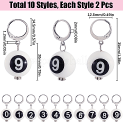 Круглый силиконовый кулон с черными цифрами и украшениями HJEW-SC00059