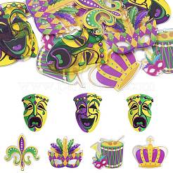 12 шт. 6 стиля Марди Гра Карнавал двухсторонний прозрачный акриловый кулон&nbsp;SACR-CJ0001-67