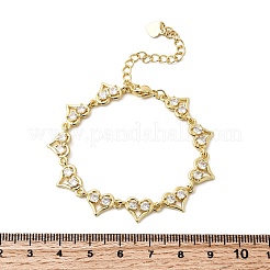 Браслеты-цепочки из латуни с микропаве из кубических цирконий в форме сердца BJEW-L715-01G-01