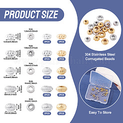 20 шт. 10 стиля рифленых бусин из нержавеющей стали 304 STAS-TA0003-14