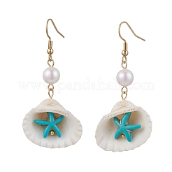 Серьги-подвески в форме ракушки из нержавеющей стали 304&nbsp;EJEW-JE06269