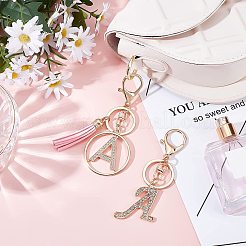 Наборы брелков из сплава со стразами в стиле 2шт. KEYC-WR0001-01A