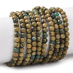 Натуральные зеленые бусины с прожилками дракона&nbsp;G-D098-A01-4mm