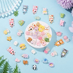 50 шт. 5 стиля смоляных кабошонов в виде животных из мультфильмов&nbsp;CRES-YW0002-43