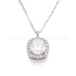 925 квадратная подвеска из стерлингового серебра&nbsp;NJEW-T018-60P