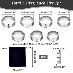 7 шт. набор из 7 колец из нержавеющей стали 304 с тройным рифлением для женщин RJEW-UN0002-36P