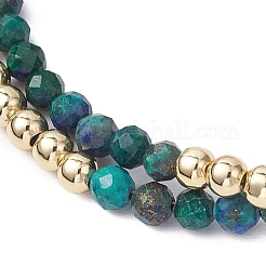 Двухслойные браслеты из натурального хризоколла и лазурита с круглыми бусинами для женщин BJEW-JB12095-02