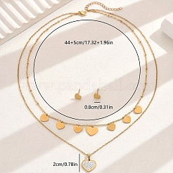 Элегантные винтажные серьги-гвоздики в форме сердца из нержавеющей стали со стразами и двухслойные комплекты ожерелий для женщин AW6006