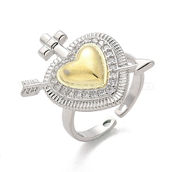 Открытое кольцо-манжета из латуни с микропаве из кубического циркония для женщин RJEW-F177-02GP-03