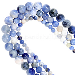 3 нити 3 стилей круглых бусин из натурального содалита G-PA0001-41
