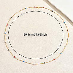 Длинные ожерелья из латунной цепочки-змейки с разноцветными овальными бусинами для ежедневного ношения&nbsp;GI2691
