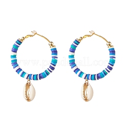 Большое кольцо с подвесками из ракушек каури EJEW-JE04732