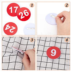 1 набор круглых брошей-цифр из АБС-пластика JEWB-OC0001-02B