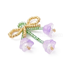 Бант из стеклянных бисера с подвесками-цветами&nbsp;PALLOY-MZ01129-05