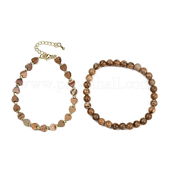 Набор браслетов из натуральных и синтетических смешанных драгоценных камней для женщин BJEW-G752-02G