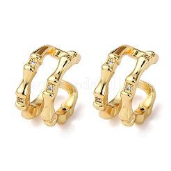 Двухслойные серьги-каффы в форме буквы С с микропаве из латуни и прозрачных кубических цирконий&nbsp;LS-EJEW-D328-05G-01