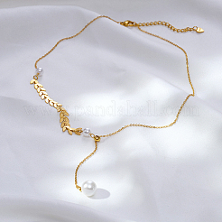 Элегантные ожерелья с подвеской в виде круглого шара из нержавеющей стали с имитацией жемчуга и пшеничным звеном для женщин SK9142