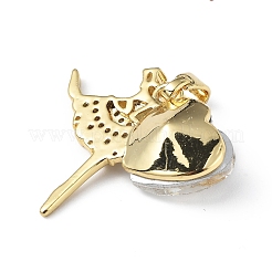 Настоящие 18-каратные позолоченные подвески из латуни с микропаве из прозрачного кубического циркония&nbsp;KK-C015-15G-12