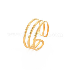 Ионное покрытие (ip) 304 нержавеющая сталь тройная линия открытое кольцо-манжета для женщин&nbsp;X-RJEW-S405-232G