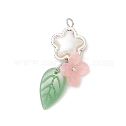 Подвески ручной работы в технике лэмпворк с соединительными кольцами из нержавеющей стали 304 и колпачками для бусин из ацетата целлюлозы (смолы) PALLOY-JF03873