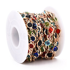 Плоские круглые цепочки ручной работы из латуни и стекла CHC-TAC0009-06KCG