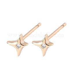 Серьги-гвоздики из латуни с прозрачным фианитом и прозрачным фианитом EJEW-L278-06G