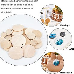 96 шт. 5 подвески из натурального дерева в форме круга WOOD-NB0001-83