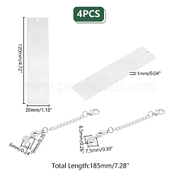 4 шт. прямоугольные пустые закладки из нержавеющей стали 201 AJEW-UN00004