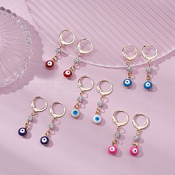 Серьги-кольца с латунной эмалью и сглазом EJEW-JE05292