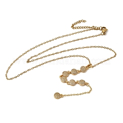 Подвеска-колье из латуни с микропаве из прозрачного кубического циркония в геометрическом стиле с кисточкой&nbsp;NJEW-P350-01A-G