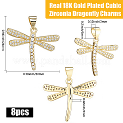 8 шт. латунные подвески с микропаве из прозрачного кубического циркония&nbsp;KK-BBC0021-82