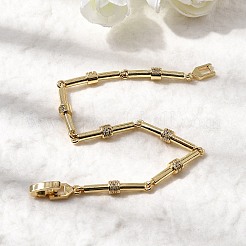 Браслеты-цепочки из бамбуковой латуни с микропаве из прозрачных кубических цирконий BJEW-C130-05G