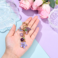 Подвеска в виде цветка винограда и бабочки из сплава эмали&nbsp;HJEW-YW00149