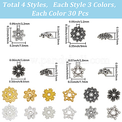 360 шт. 12 стиля тибетских стилей сплава бусин колпачки&nbsp;TIBE-SC0002-42