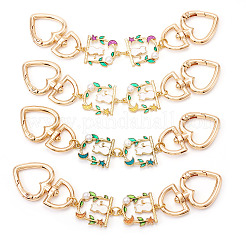 4 шт. 4 цвета ремешок для сумки в форме кошачьей спины из сплава с эмалевым сердцем&nbsp;AJEW-TAC00035