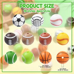 20 шт. 10 стильных спортивных тематических фокусных бусин из пищевого экологически чистого силикона SIL-CJ0001-13