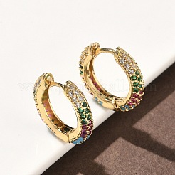 Латунные микро проложить серьги обруча кубического циркония&nbsp;EJEW-C181-13G