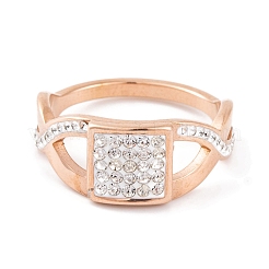 Квадратное кольцо из нержавеющей стали 304 для женщин RJEW-C086-13-RG