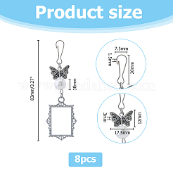 2 комплект подвесных украшений в виде бабочек и картин в тибетском стиле из сплава&nbsp;HJEW-UN0001-15