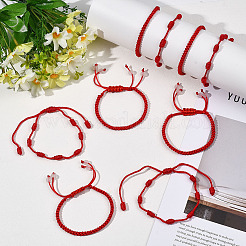 12шт. набор из плетеного нейлонового шнура 2 стилей и браслета на удачу с 7 узлами&nbsp;BJEW-SP0001-25