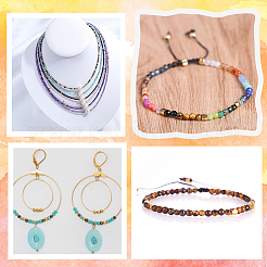 2 нитка натуральных желтых бусин тигрового глаза G-BBC0001-29