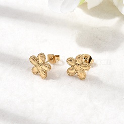 Серьги-гвоздики из нержавеющей стали 304 в форме цветка&nbsp;EJEW-G453-09G