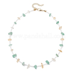 Женские ожерелья с натуральным зеленым авантюрином и цитрином NJEW-JN05603-01