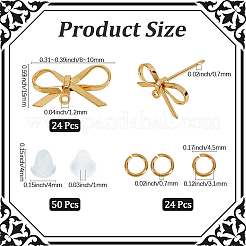 Наборы для самостоятельного изготовления латунных сережек-гвоздиков с бантом&nbsp;DIY-CN0003-24G