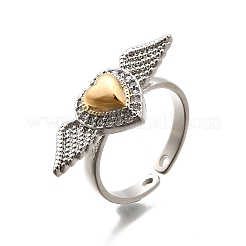 Кольца-манжеты в готическом стиле из латуни с микропаве из прозрачных кубических цирконий для женщин&nbsp;RJEW-U051-02B-GP