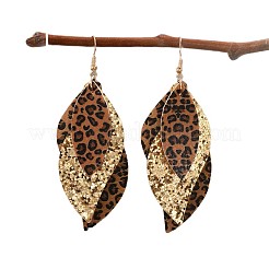 Серьги-подвески из искусственной кожи с леопардовым принтом в виде листьев&nbsp;FS-WG184A7-01