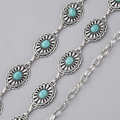 Синтетические бирюзовые цепи с овальными звеньями&nbsp;AJEW-WH0258-428