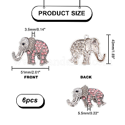 6 шт. большие подвески из сплава в тибетском стиле со стразами RB-PH0001-23