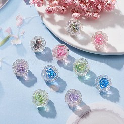 10шт 5 цвета УФ-покрытием радужные радужные акриловые бусины OACR-YW0001-56